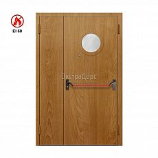 Противопожарная дверь EI 60 ДО-02-EI60 ДП08 полуторная остекленная с МДФ с антипаникой