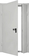 Герметичная противопожарная дверь серая глухая полуторная