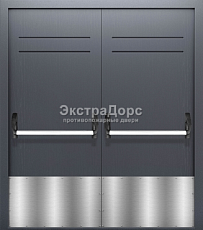 Металлическая противопожарная дверь ДМП-01-60 темно-серая двупольная