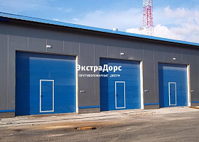 Подъемные противопожарные ворота 2 типа синие