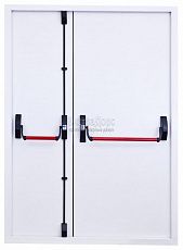 Противопожарная дверь EI 60 полуторная белая газодымонепроницаемая с антипаникой
