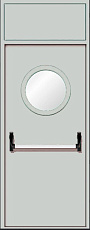Противопожарная дверь с фрамугой и остеклением