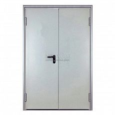 Двухстворчатая дверь с выпадающим порогом противопожарная EI 60 металлическая