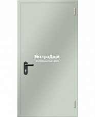 Дверь с выпадающим порогом противопожарная 1 типа серебряный металлик