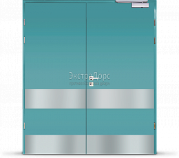 Двухстворчатая огнеупорная дверь дымогазонепроницаемая eis 60 с выпадающим порогом