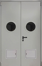Противопожарная дверь со стыковочным узлом ДПМ-02 двупольная остекленная